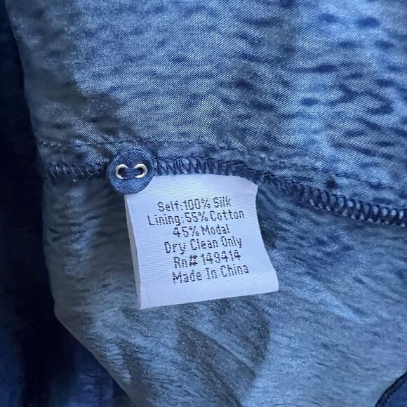 Johnny Was Sascha Silk Shirt Dress Tiered Sz S Long Slv Blue Paisley Spray - Picture 7 of 9